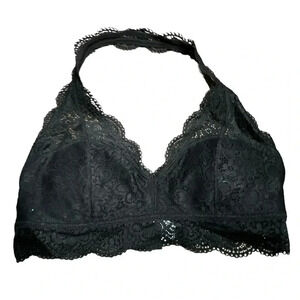 Aerie black lace halter  bra L